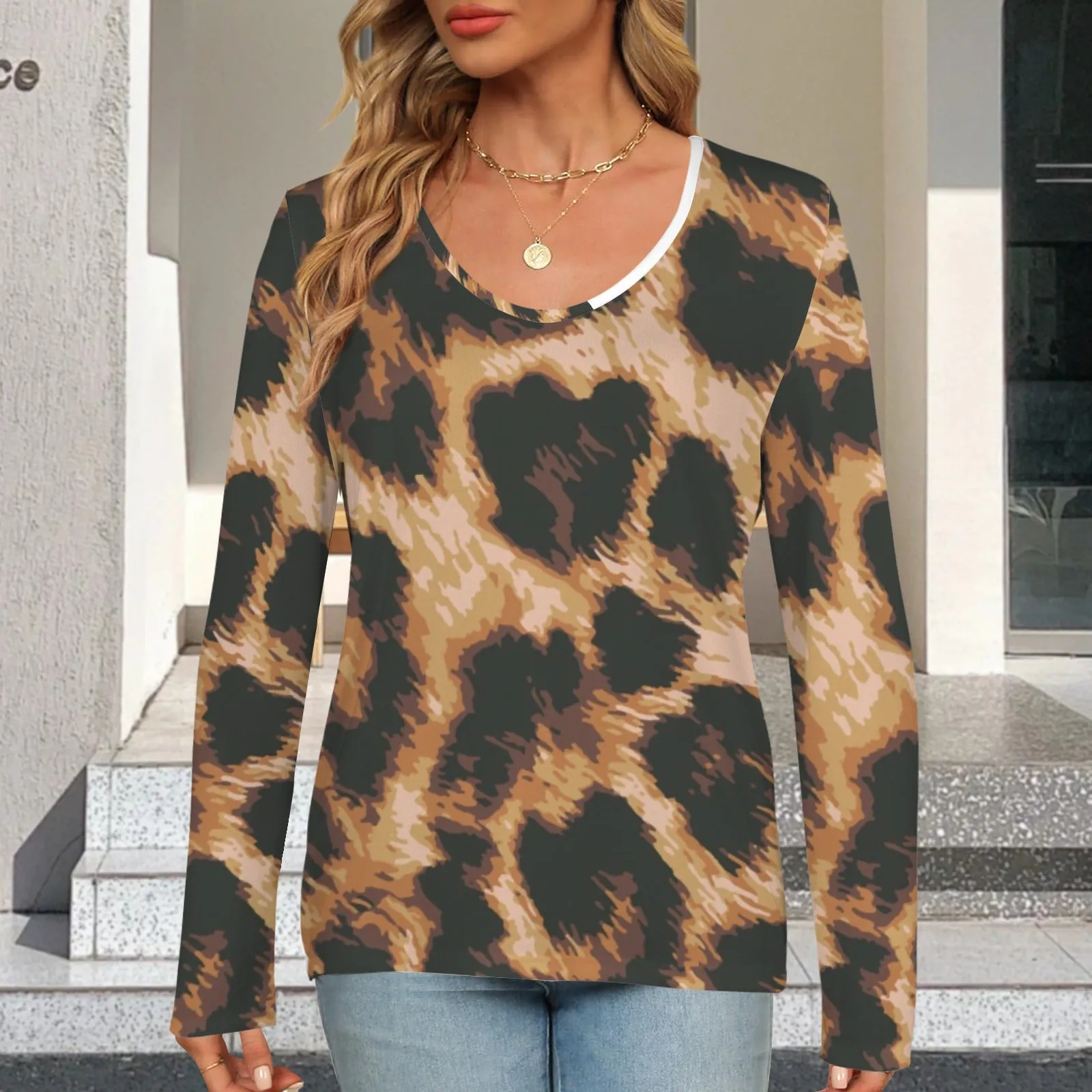 Women's V Neck Long Sleeve Sweatshirt