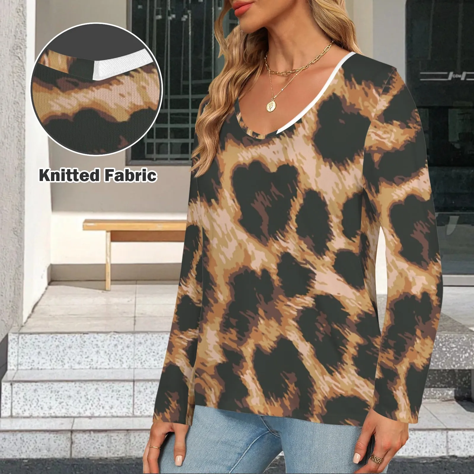 Women's V Neck Long Sleeve Sweatshirt