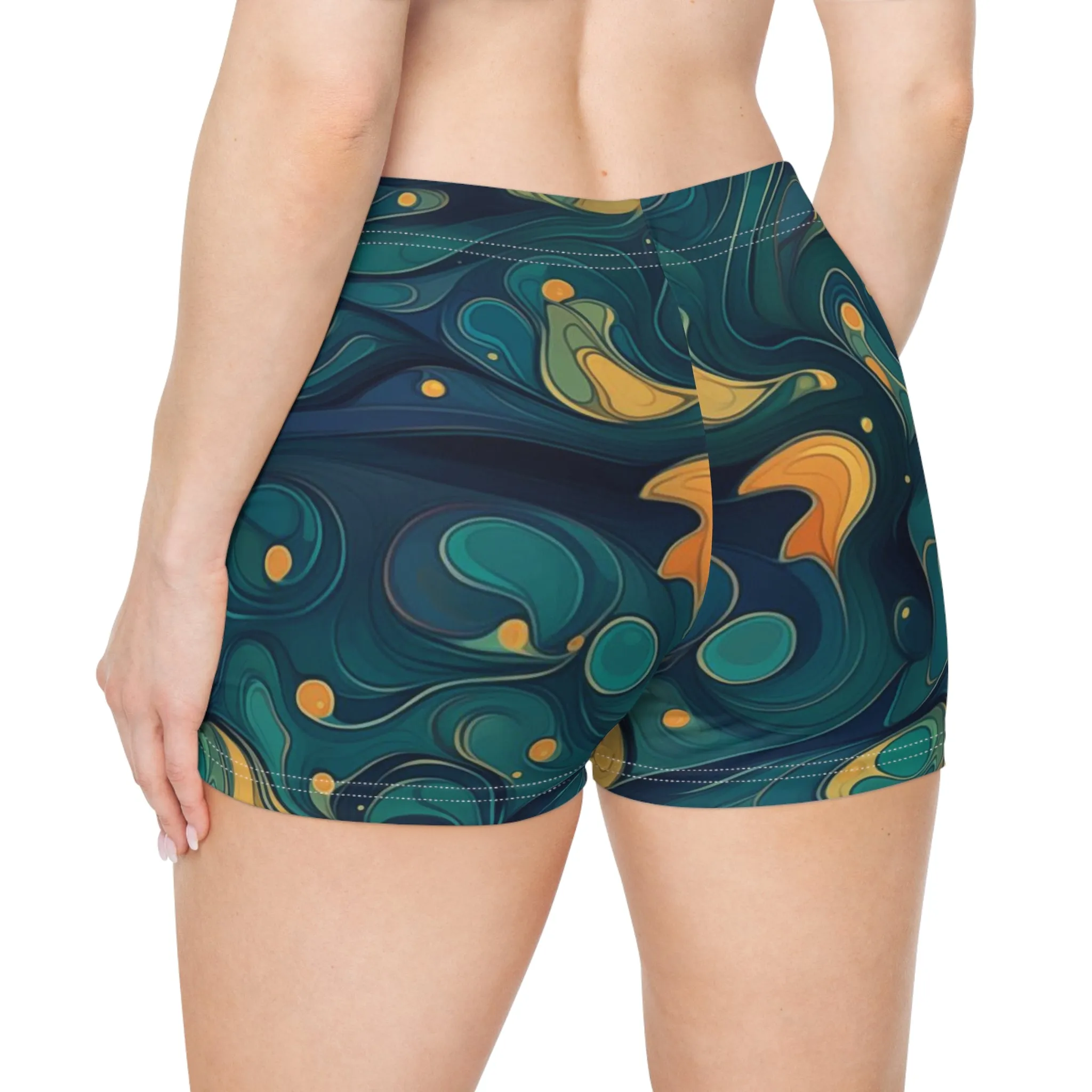 Workout Shorts - Kenric Trikonasana 70s Sci Fi Nebula