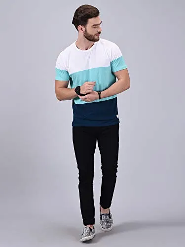 Wrath Men's Regular Fit Solid T-Shirt (Turquoise, Small)