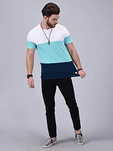 Wrath Men's Regular Fit Solid T-Shirt (Turquoise, Small)