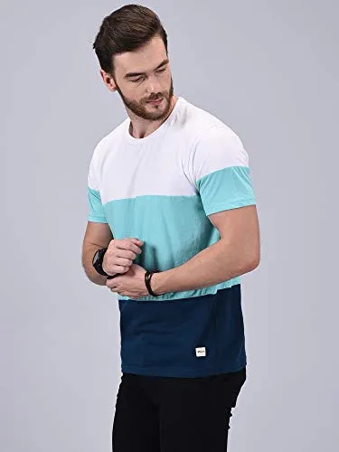 Wrath Men's Regular Fit Solid T-Shirt (Turquoise, Small)