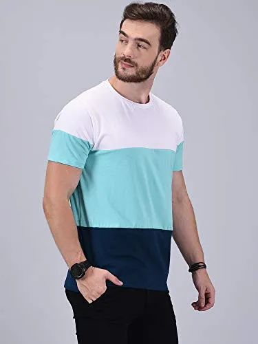 Wrath Men's Regular Fit Solid T-Shirt (Turquoise, Small)