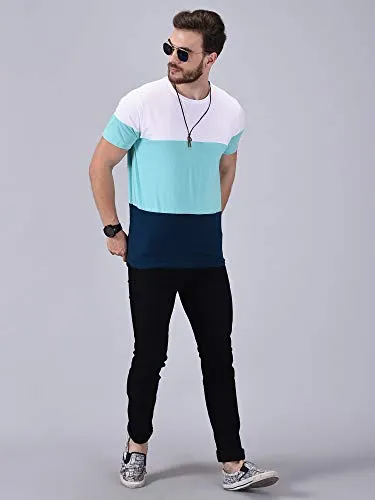 Wrath Men's Regular Fit Solid T-Shirt (Turquoise, Small)