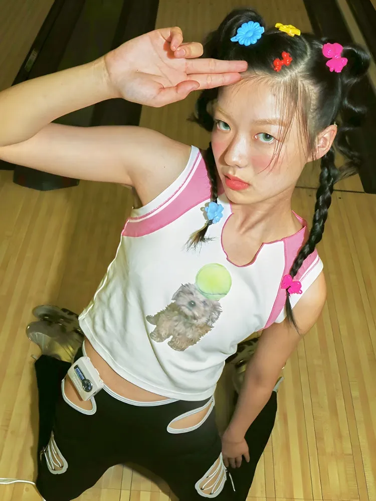 Y2K Dog with Tennis Ball Tank Top