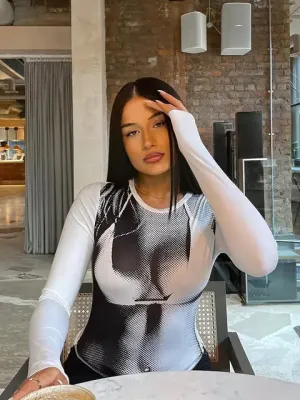 Y2K Optical Illusion Long-Sleeve Top by RocketsApparel