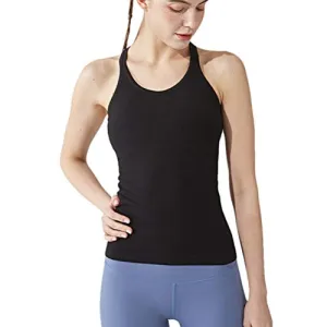 Yoga Racer Back Tank Top with Built-in Bra