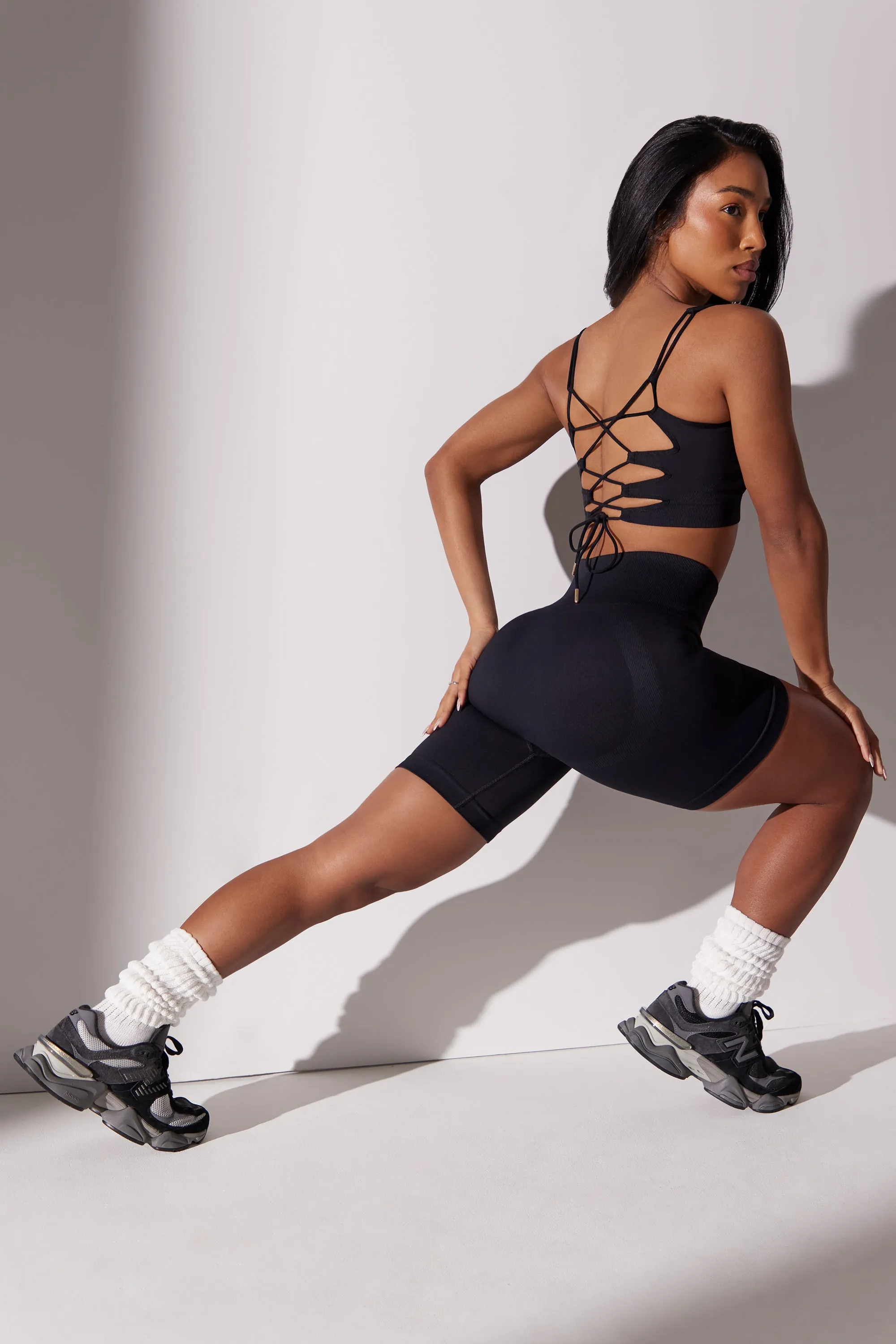 Zealous - High Waist Super Sculpt Biker Shorts in Black