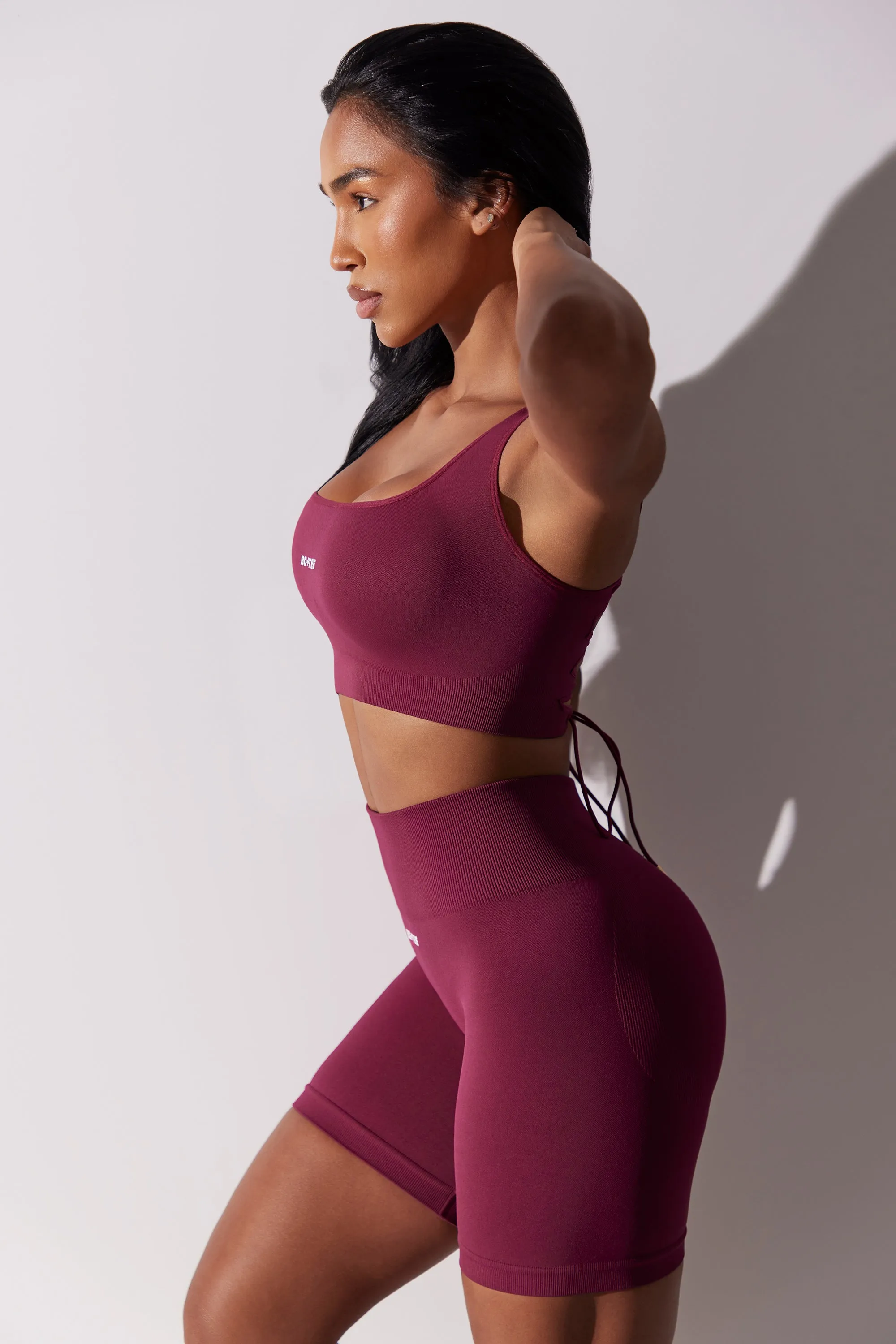 Zealous - High Waist Super Sculpt Biker Shorts in Plum