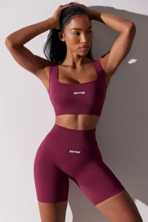Zealous - High Waist Super Sculpt Biker Shorts in Plum
