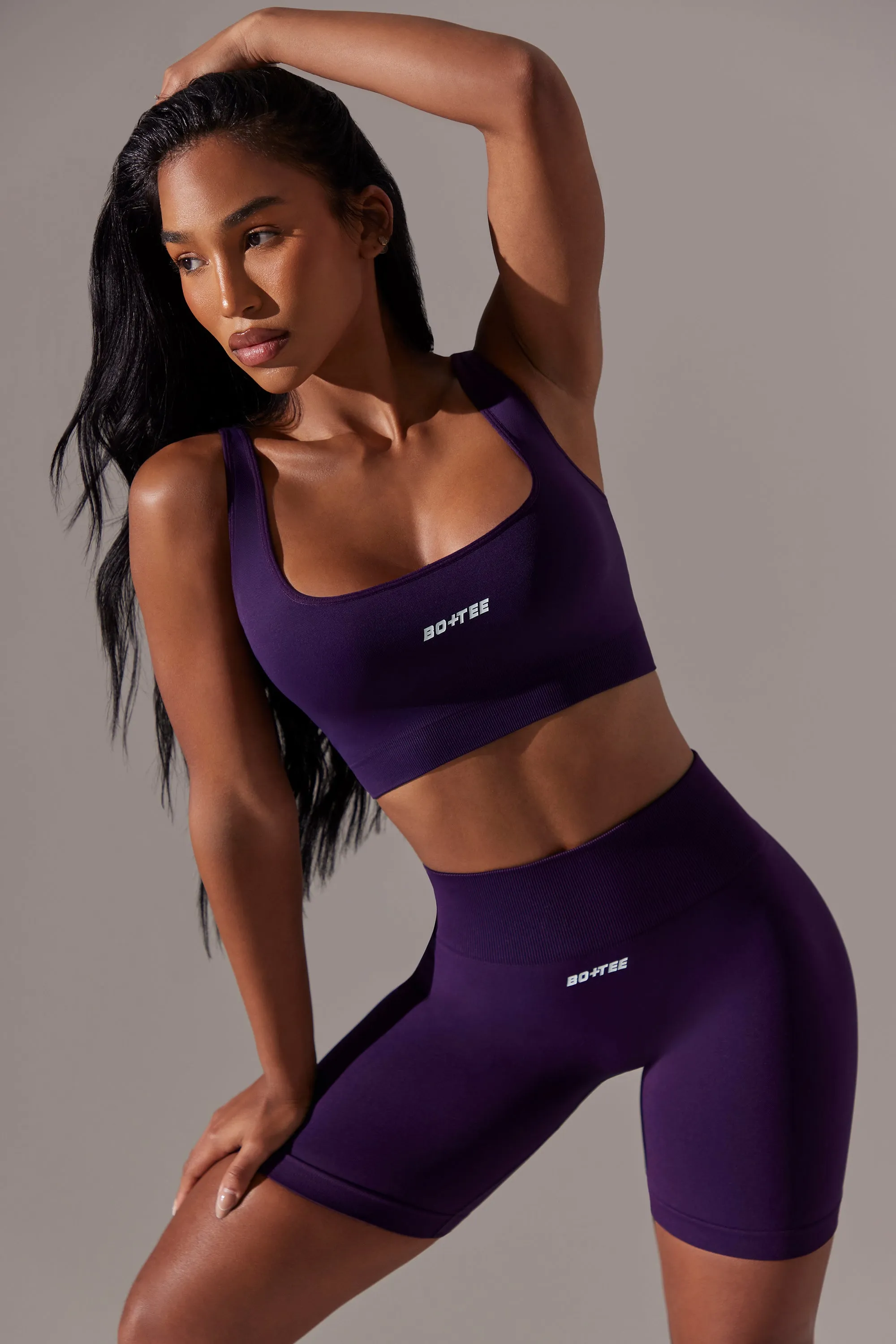 Zealous - High Waist Super Sculpt Biker Shorts in Purple