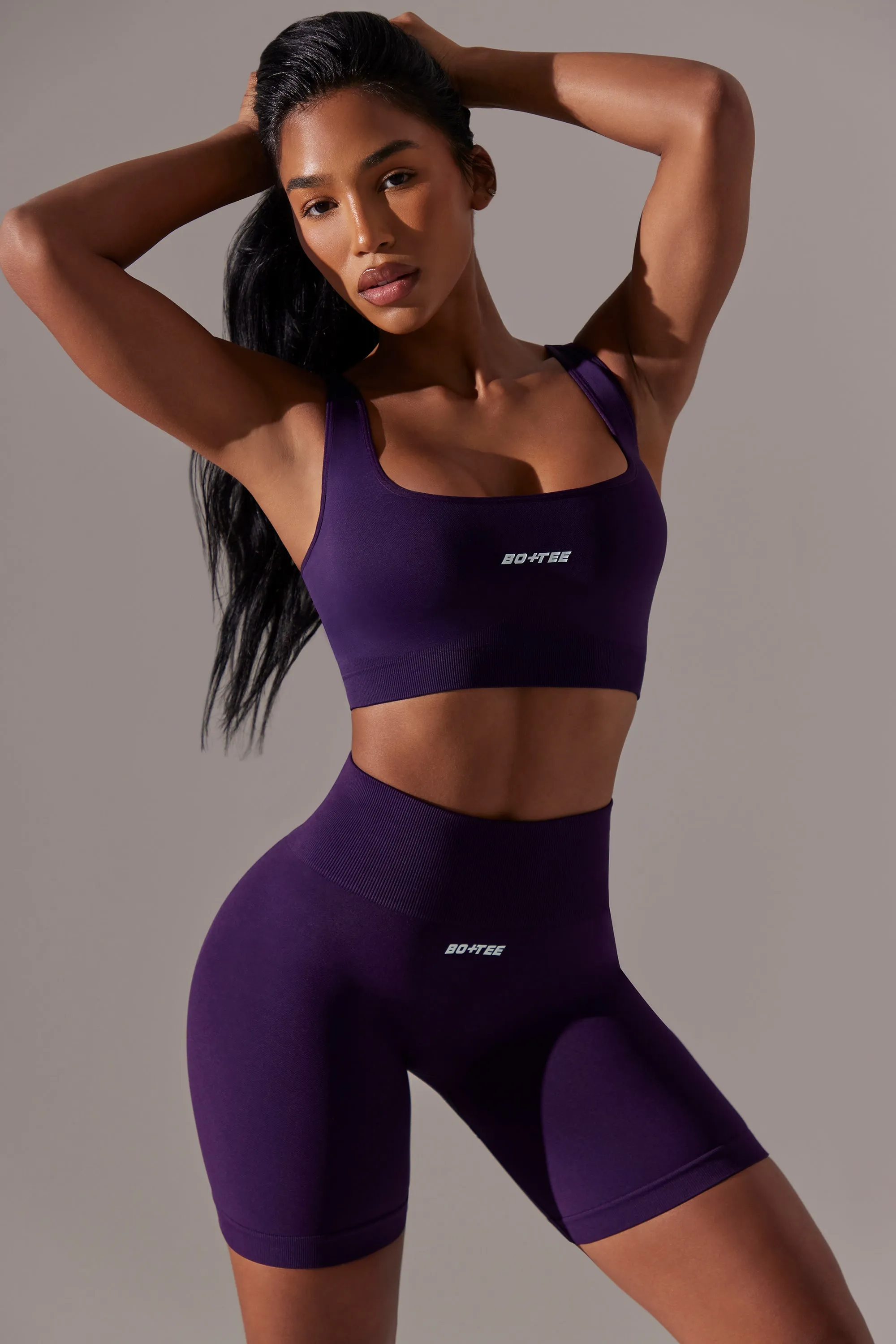 Zealous - High Waist Super Sculpt Biker Shorts in Purple