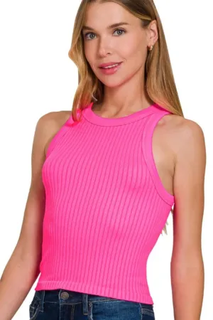 Zenana Seamless Ribbed Crop Tank S-XL