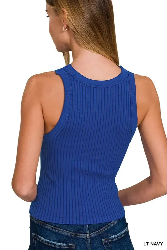 Zenana Seamless Ribbed Crop Tank