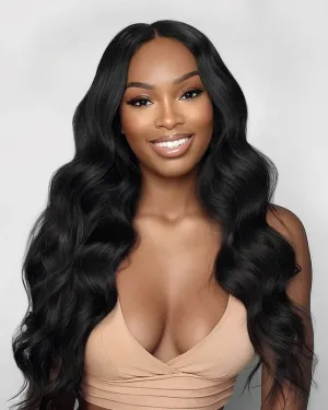 ZIP&Mix-All Wigs | Body Wave Natural Black Glueless 6x5 Pre-Cut Lace Wig With Optional Replaceable Tops